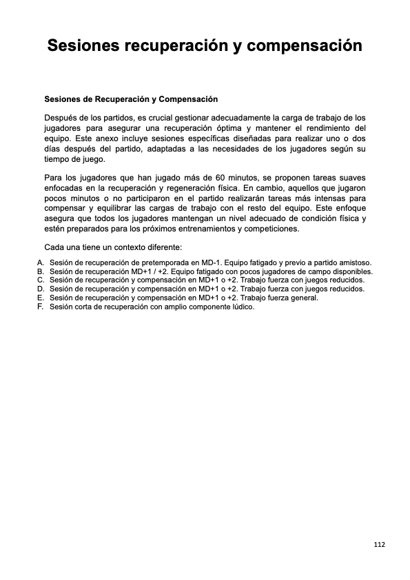 Sesiones recuperación 101 Sesiones de Preparación Física